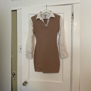 Knit dress with white collar